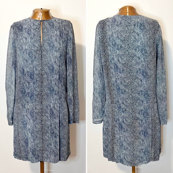 Tory Burch Python Snake Print Silk Georgette Long Sleeve Shift Dress - Picture 2 of 5